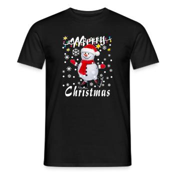 SNOWMAN Merry Christmas - Männer T-Shirt - Schwarz - Vorne - AI Model Male 178 light (178cm)