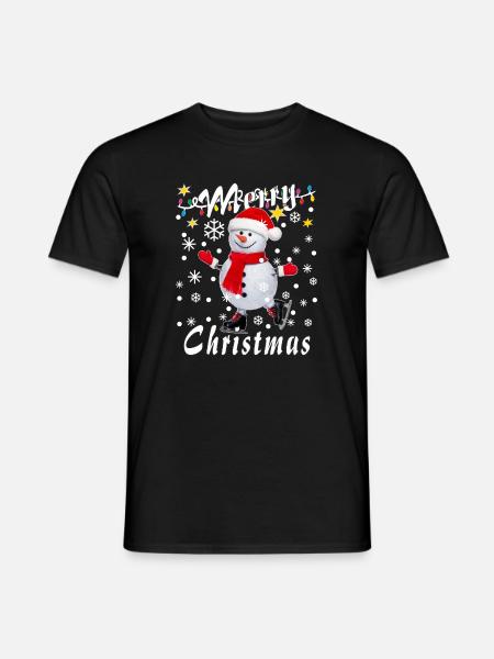 Snowman Merry Christmas - Men's T-Shirt - black