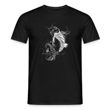 Carpes koi imaginatives aux lignes ornementales - T-shirt homme - noir - Devant - AI Model Male 178 light (178cm)