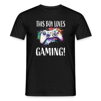 This Boy Loves Gaming - Männer T-Shirt - Schwarz - Vorne - AI Model Male 178 light (178cm)