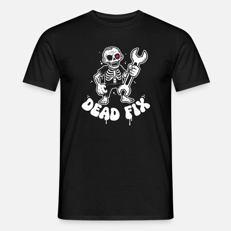 Skelett mit Schraubenschlüssel - Männer T-Shirt - Schwarz