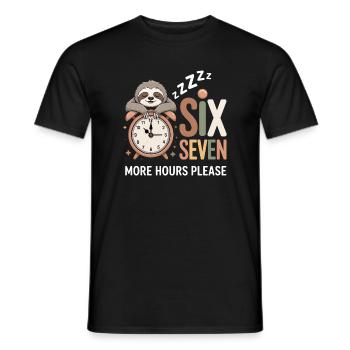 Sleeping Sloth: More Hours Please - Men's T-Shirt - black - Front - AI Model Male 178 light (178cm)