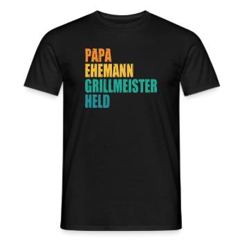 Dad Husband Grill Master Hero - Men's T-Shirt - black - Front - AI Model Male 178 light (178cm)