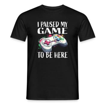 Ich pausierte mein Spiel Controller - Männer T-Shirt - Schwarz - Vorne - AI Model Male 178 light (178cm)