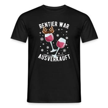 Reindeer was sold out Wine Red wine - Men's T-Shirt - black - Front - AI Model Male 178 light (178cm)