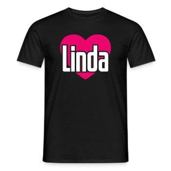 I Love Linda Pinkes Herz Ich liebe Linda - Männer T-Shirt - Schwarz - Vorne - AI Model Male 178 light (178cm)
