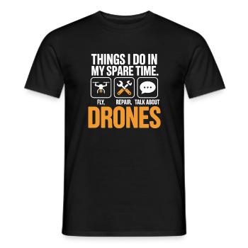 Drones : Discussion sur la réparation de mouches pendant le temps libre - T-shirt homme - noir - Devant - AI Model Male 178 light (178cm)
