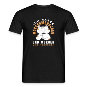 Ich hasse Morgenmenschen Kaffee Katze - Männer T-Shirt - Schwarz - Vorne - AI Model Male 178 light (178cm)
