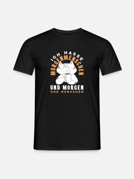 Jeg hater morgenfolk, kaffe og katter - T-skjorte herre - svart