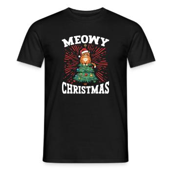 Meowy Christmas Fun Cat Holiday - Men's T-Shirt - black - Front - AI Model Male 178 light (178cm)