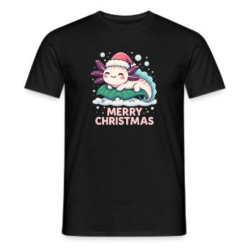 Mignon Axolotl Joyeux Noël - T-shirt homme - noir - Devant - AI Model Male 178 light (178cm)