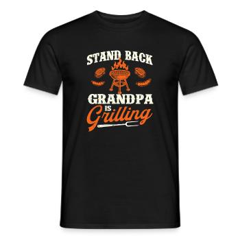 Stand Back Grandpa Is Grilling Funny BBQ Pitmaster - Men's T-Shirt - black - Front - AI Model Male 178 light (178cm)
