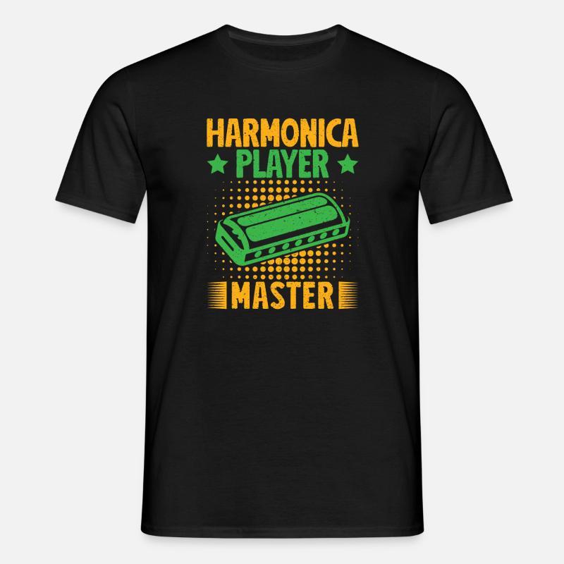Funny Harmonica Player Master Harmonica - Men's T-Shirt - black