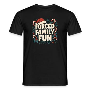 Forced Family Fun Xmas Christmas Humor Sarcasm - Men's T-Shirt - black - Front - AI Model Male 178 light (178cm)