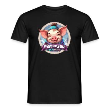 Pistensau Activated Winter Scene Apreski Party - Men's T-Shirt - black - Front - AI Model Male 178 light (178cm)