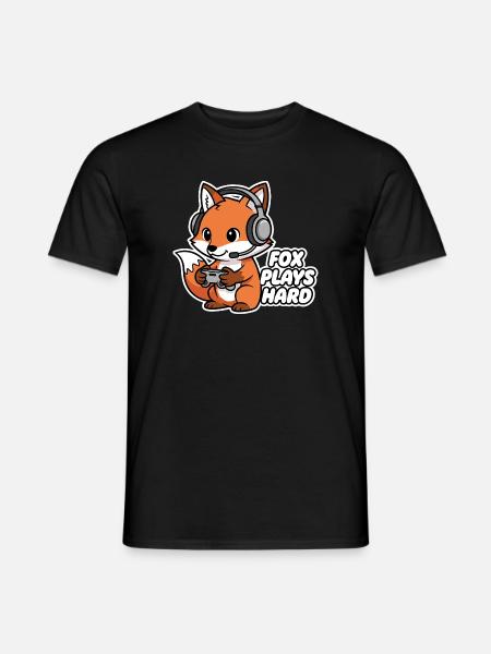 Fox with headset, game hero - Men's T-Shirt - black