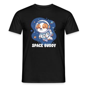 Chien astronaute compagnon de l’espace - T-shirt homme - noir - Devant - AI Model Male 178 light (178cm)
