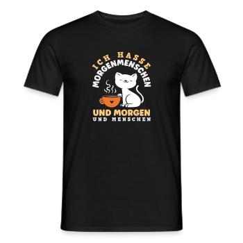 Ich hasse Morgenmenschen Kaffee Katze - Männer T-Shirt - Schwarz - Vorne - AI Model Male 178 light (178cm)