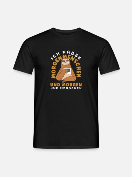 Ich hasse Morgenmenschen Kaffee Faultier - Männer T-Shirt - Schwarz
