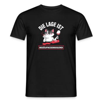 La situation est ivre, chat - T-shirt homme - noir - Devant - AI Model Male 178 light (178cm)