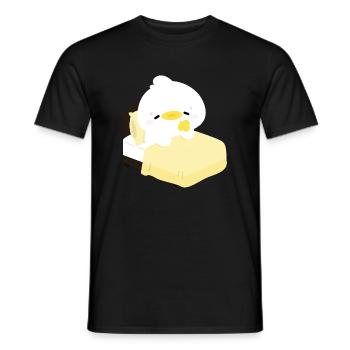 Cozy Sleepy Duck on Yellow Bed - Men's T-Shirt - black - Front - AI Model Male 178 light (178cm)