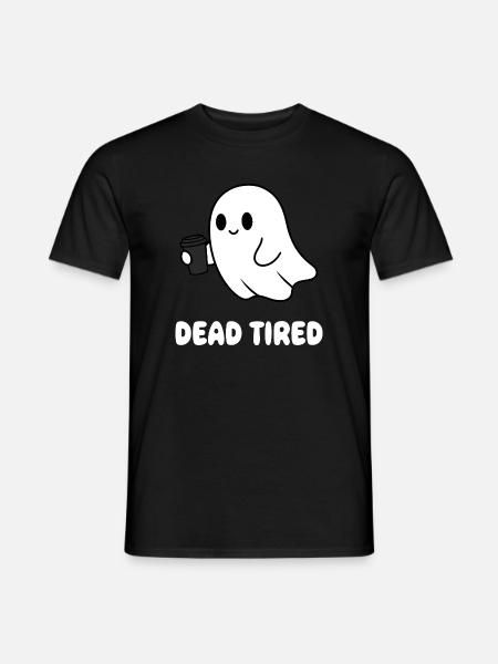 Coffee Ghost Tired Ghost with Mug - Men's T-Shirt - black