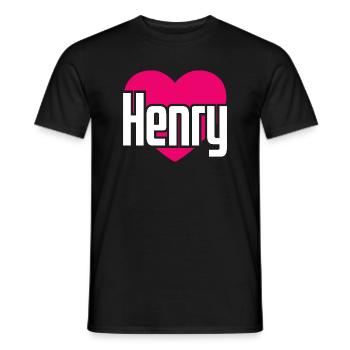 I Love Henry Pink Heart I Love Henry - Men's T-Shirt - black - Front - AI Model Male 178 light (178cm)