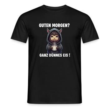 Morgenmuffel Alpaka Humor – Ganz Dünnes Eis - Men's T-Shirt - black - Front - AI Model Male 178 light (178cm)