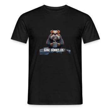 Bulldogge mit Kaffee – Witziges Eis-Motiv - Men's T-Shirt - black - Front - AI Model Male 178 light (178cm)