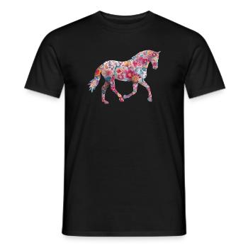 Motif floral de chevaux - T-shirt homme - noir - Devant - AI Model Male 178 light (178cm)