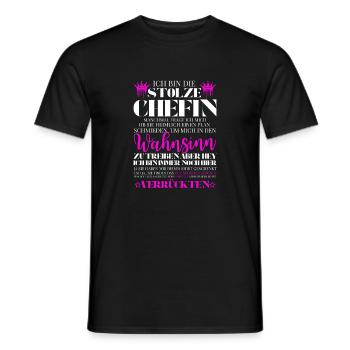Chefin von Team Wahnsinn – Lustiger Spruch - Men's T-Shirt - black - Front - AI Model Male 178 light (178cm)