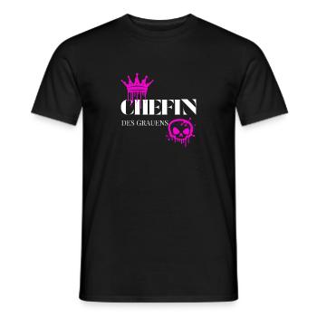 Chefin des Grauens – Witziger Frauen Spruch - T-shirt homme - noir - Devant - AI Model Male 178 light (178cm)