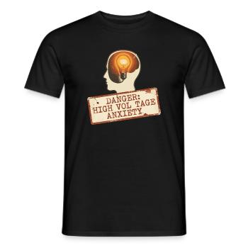 High Voltage Anxiety Warning Sign - Men's T-Shirt - black - Front - AI Model Male 178 light (178cm)