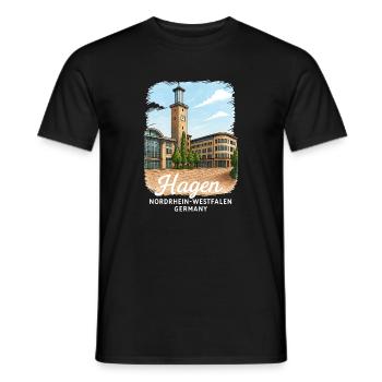 Hagen, Rhénanie-du-Nord-Westphalie - T-shirt homme - noir - Devant - AI Model Male 178 light (178cm)