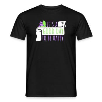 Good Day Be Happy Positive Motivation Happiness Saying - Men's T-Shirt - black - Front - AI Model Male 178 light (178cm)