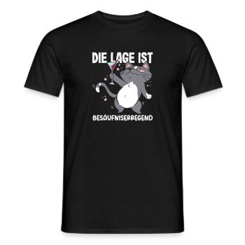 La situation est ivre, chat - T-shirt homme - noir - Devant - AI Model Male 178 light (178cm)
