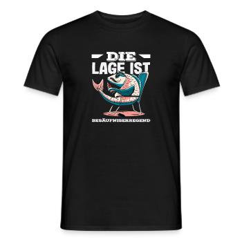 The location is drunken fish - Men's T-Shirt - black - Front - AI Model Male 178 light (178cm)