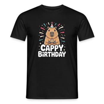 Capybara Anniversaire Cappy Anniversaire Drôle de capy - T-shirt homme - noir - Devant - AI Model Male 178 light (178cm)