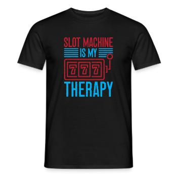 Gambling Fan Slot Machine Is My Therapy Casino - Men's T-Shirt - black - Front - AI Model Male 178 light (178cm)