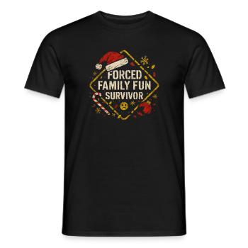 Forced Family Fun Survivor Christmas Xmas Humor - Men's T-Shirt - black - Front - AI Model Male 178 light (178cm)
