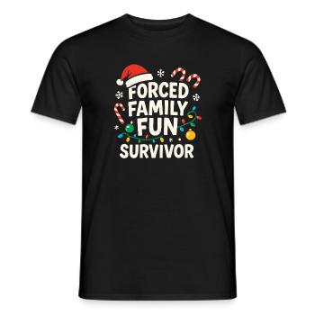 Forced Family Fun Survivor Christmas Xmas Humor - Men's T-Shirt - black - Front - AI Model Male 178 light (178cm)