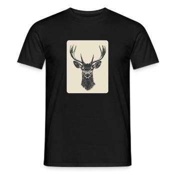 Reindeer Deer Antlers Reindeer Vintage - Men's T-Shirt - black - Front - AI Model Male 178 light (178cm)