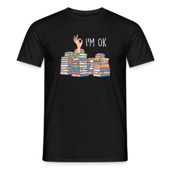 Je vais bien Humeur minimaliste drôle d’amoureuse des livres - T-shirt homme - noir - Devant - AI Model Male 178 light (178cm)