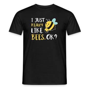 Cute Bee Cartoon Honey Bee Bee Fan - Men's T-Shirt - black - Front - AI Model Male 178 light (178cm)