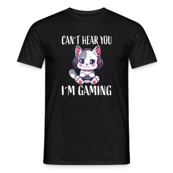 Gaming Cat Headphones - Men's T-Shirt - black - Front - AI Model Male 178 light (178cm)