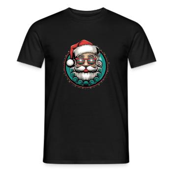 Père Noël cool avec des lunettes de soleil Bart Noël - T-shirt homme - noir - Devant - AI Model Male 178 light (178cm)