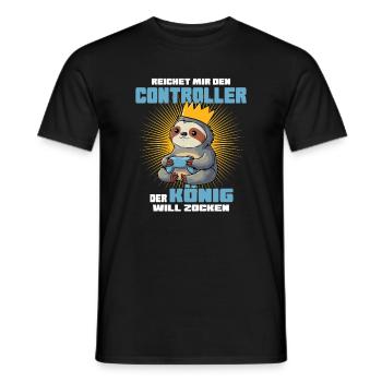 King with controller - Men's T-Shirt - black - Front - AI Model Male 178 light (178cm)