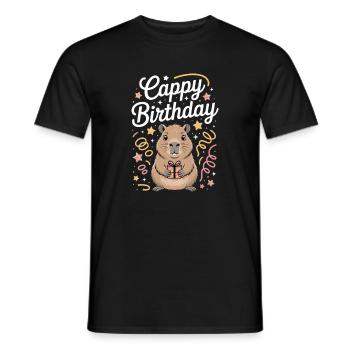Capybara Anniversaire Cappy Anniversaire Drôle de capy - T-shirt homme - noir - Devant - AI Model Male 178 light (178cm)