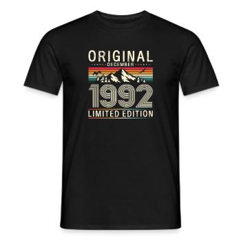 33e anniversaire Original Décembre Né en 1992 - T-shirt homme - noir - Devant - AI Model Male 178 light (178cm)