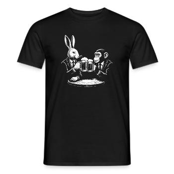 Kaninchen und Affe trinken Bier im Pub - Männer T-Shirt - Schwarz - Vorne - AI Model Male 178 light (178cm)